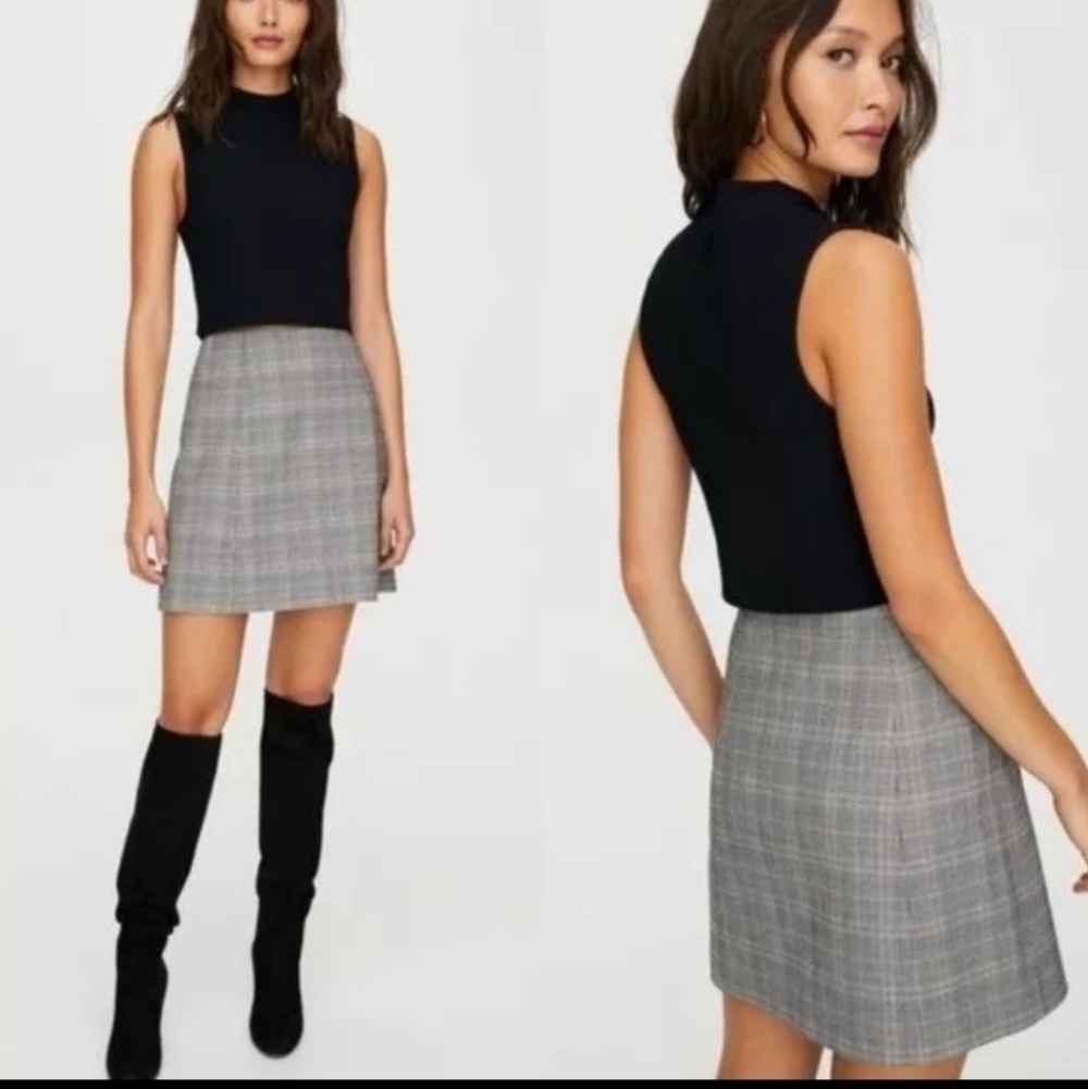 Babaton plaid mini skirt